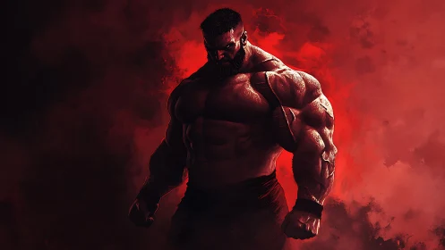 Massive red brute stands in glowing smoke-filled void