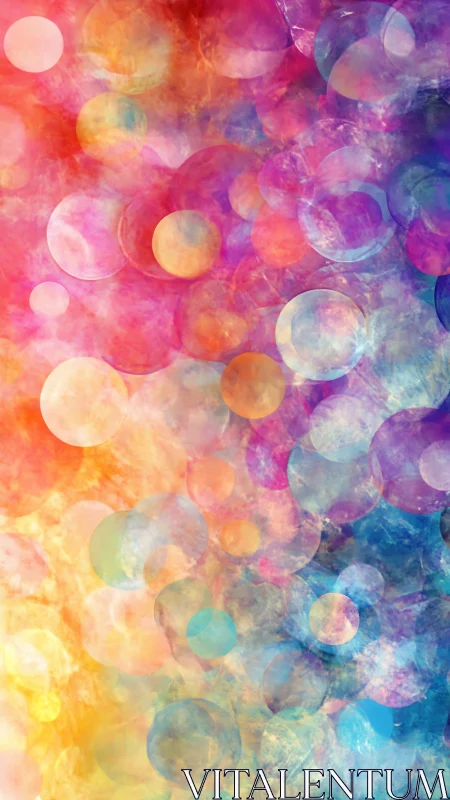 Iridescent pastel bubbles overlap across vibrant gradient field.