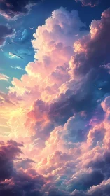 Vibrant sunset clouds in a colorful fantasy sky.