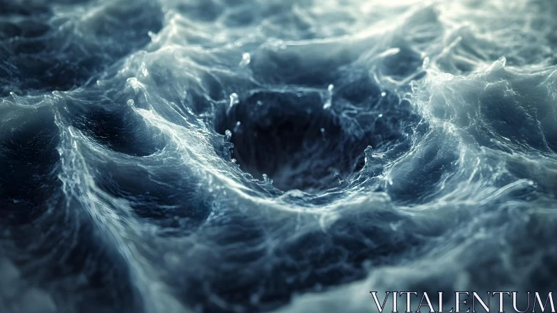 Surreal Vortex in Turbulent Ocean Waves, Dreamlike Digital Art.