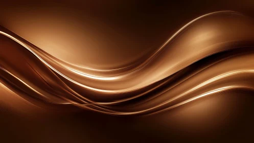 Curved metallic light waves on a smooth brown gradient background.