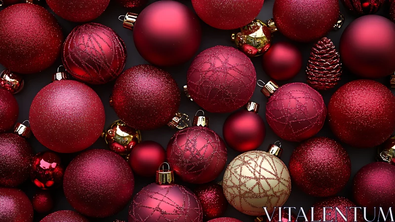 Glowing red Christmas baubles spread rich festive cheer