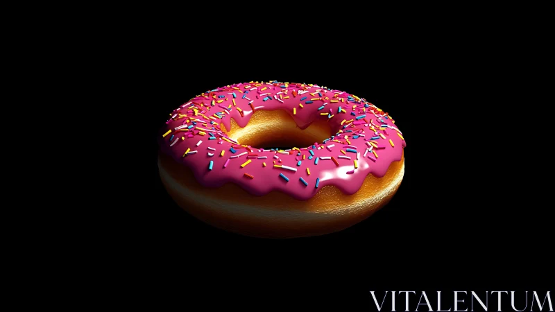Vibrant Pink Frosted Donut with Sprinkles.