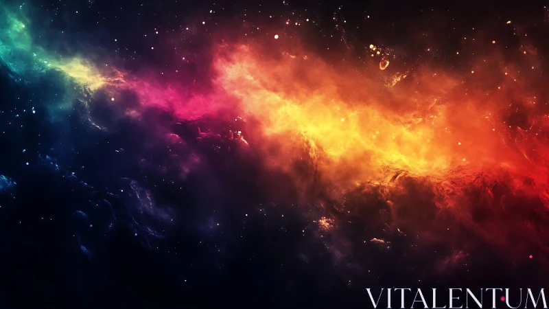 Spectral nebula band renders luminous gas clouds in deep space