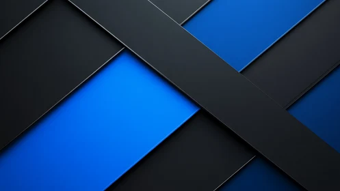 Layered matte panels with intersecting blue accent bands