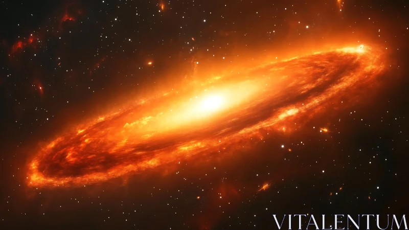 Edge-on spiral galaxy with bright core in orange spectrum.