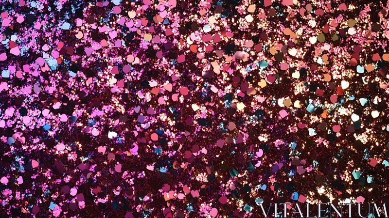 Sparkling Pink and Purple Glitter Confetti Close-Up Abstract Art.