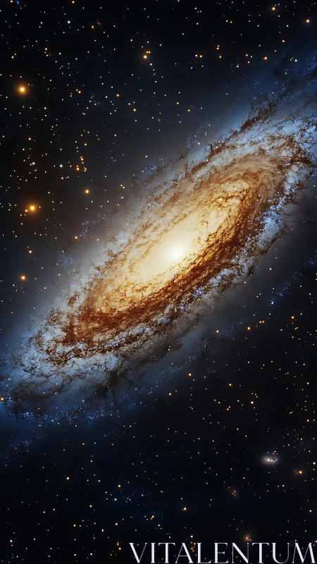 Spiral galaxy rendered in detailed, high contrast deep space
