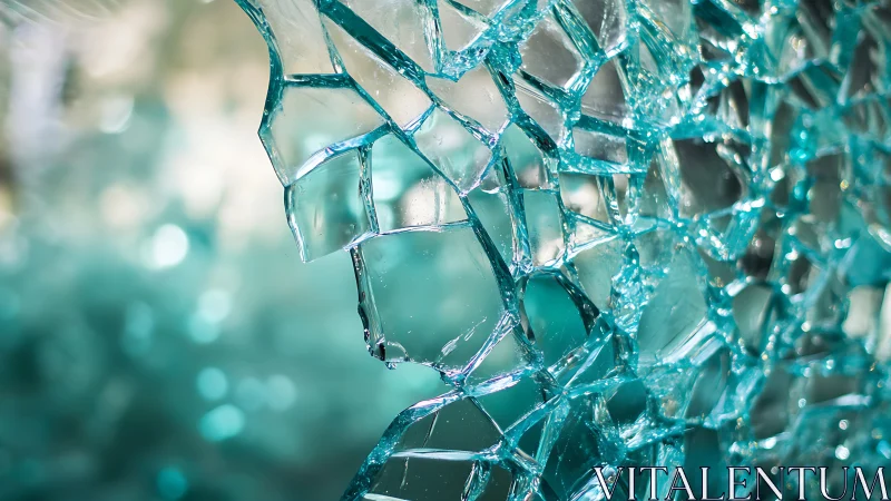 Shattered turquoise glass weaving a mosaic of frozen sparks.
