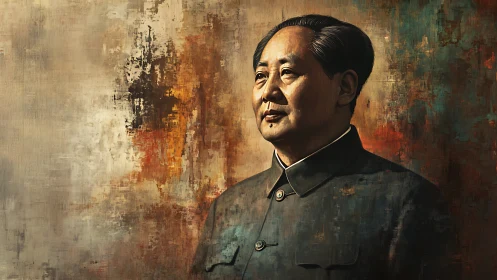 Portrait of an East Asian leader in textured uniformed pose.
