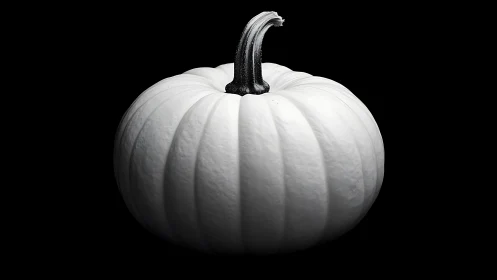 Monochrome pumpkin specimen under directional studio lighting.