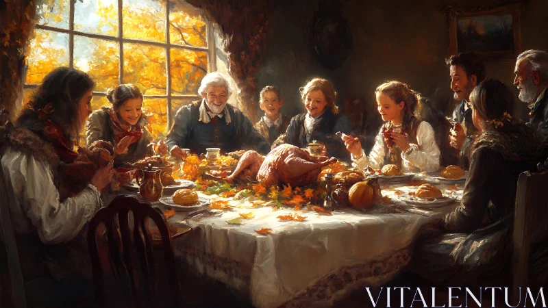 Golden autumn family feast around a joyful harvest table.