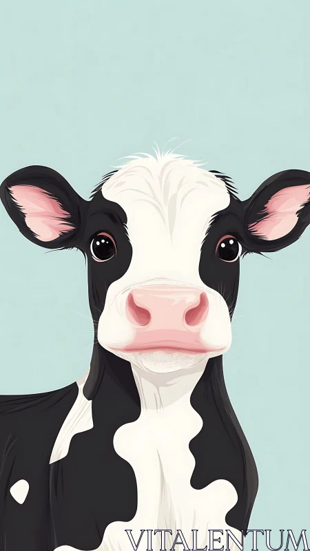 Cute Holstein calf portrait in clean minimalist vector style.