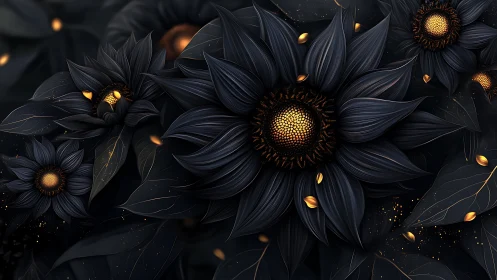 Dark Sunflowers with Golden Centers.