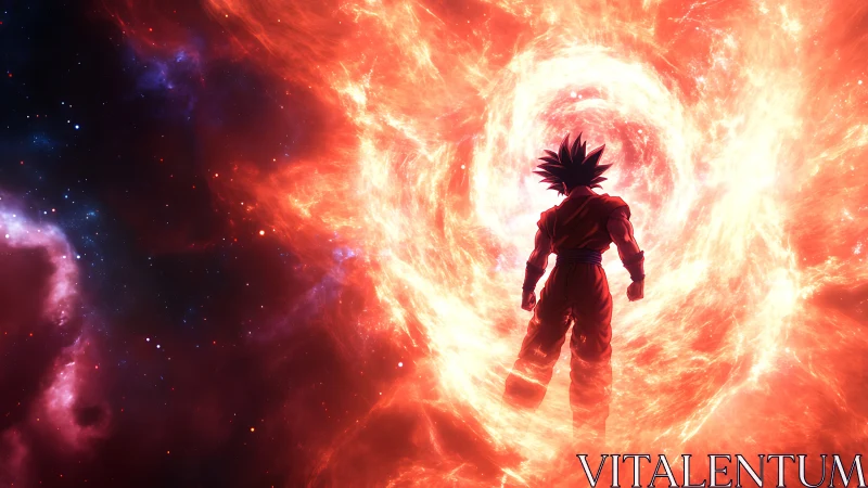 Backlit anime warrior studies luminous cosmic vortex dynamics