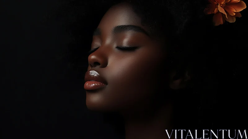 Softly closed eyes rest in warm, glowing portrait light