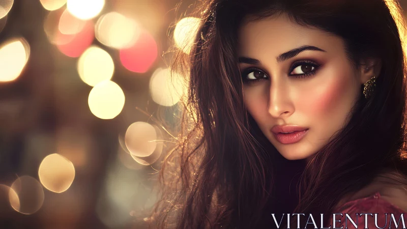 Digital painting portrait with cinematic bokeh illumination.