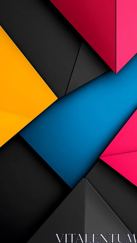 Geometric color planes intersect in layered abstract composition