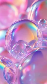 Iridescent soap bubbles render with soft neon refractions