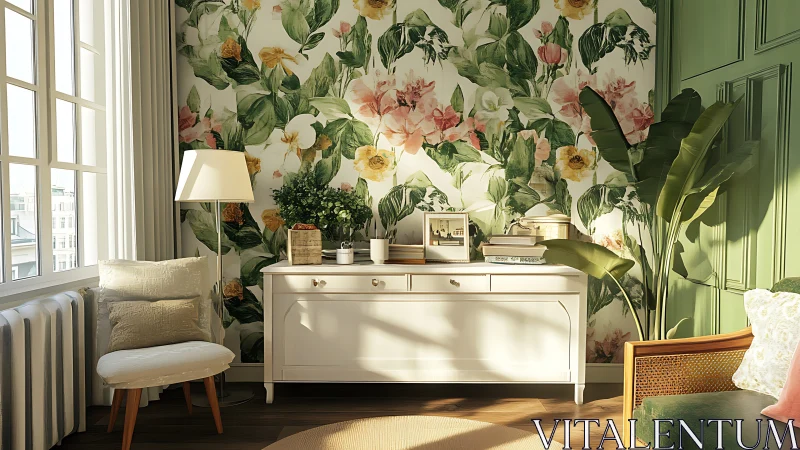 Morning sunlight paints a lush floral corner into serenity