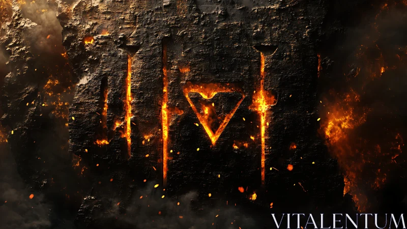 Molten Fire Checkmark: Fiery Destructive Symbol Engulfed in Flames and Smoke.