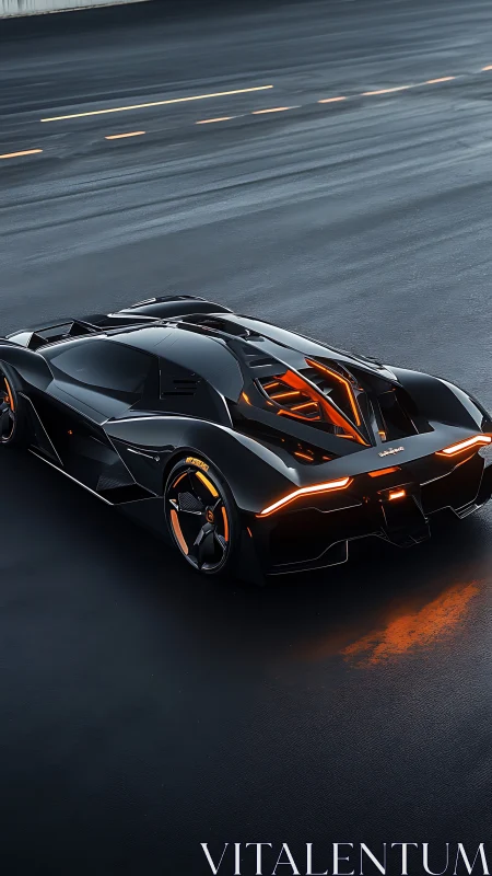 Midnight supercar glows with sleek orange futuristic energy