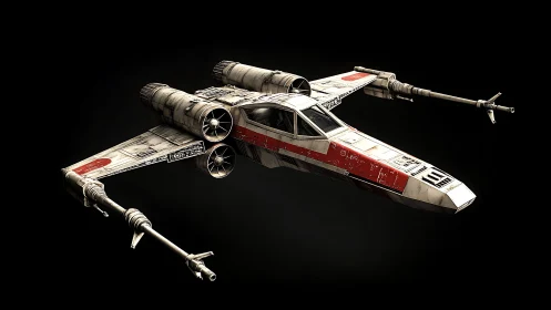 Iconic starfighter glides forward with battle ready poise