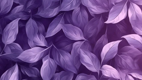 Whispering violet leaves swirling in luminous twilight hush.
