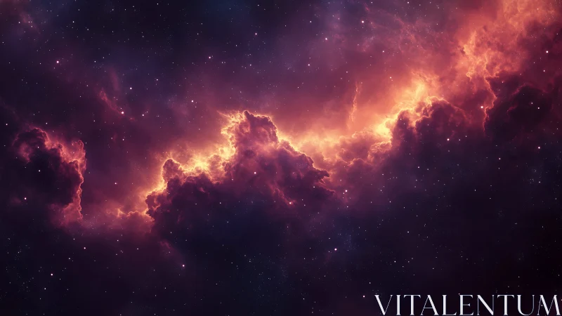 Nebula storm carves a blazing river through silent stars