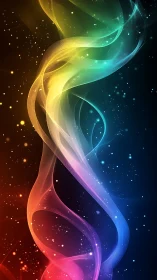 Spectral light ribbons form translucent gradients over starfield