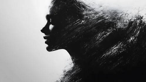 Ink-born silhouette remembers itself in drifting starlight