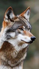 High-resolution lateral portrait of alert canid with layered winter coat