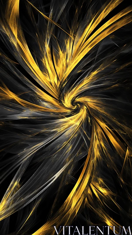 Radiant golden fractal vortex forms dynamic luminous spiral