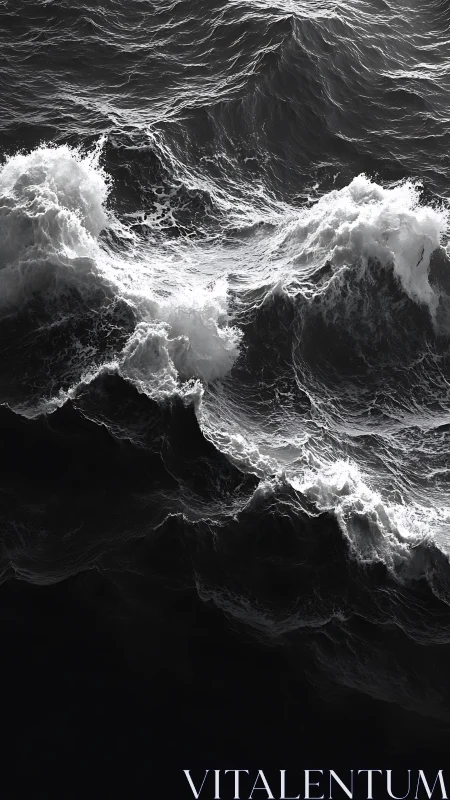 Monochrome ocean waves in strong contrast and detail.