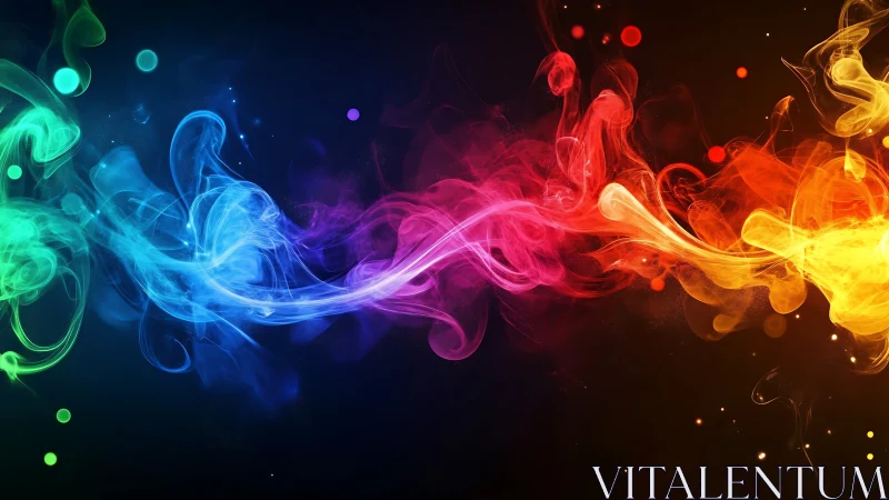 Digital painting of multicolor spectral smoke ribbon composition.