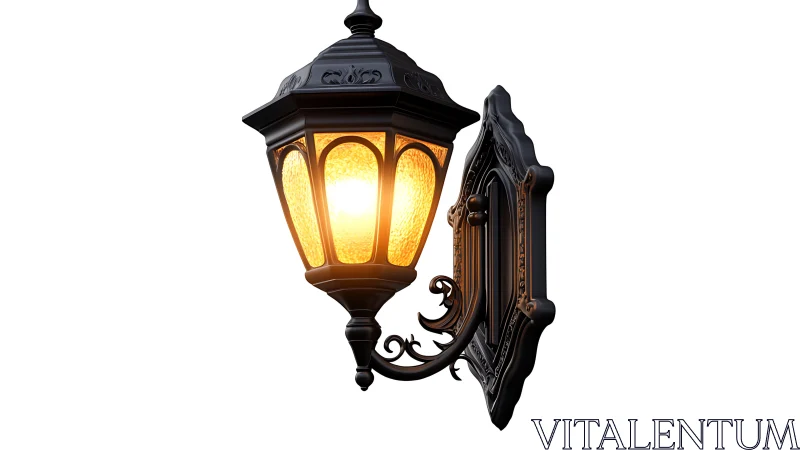Warm vintage wall lantern glows with inviting golden light