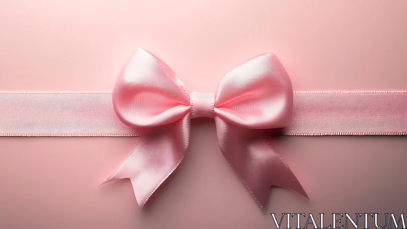 Pink silk ribbon bow centerpiece on gradient background