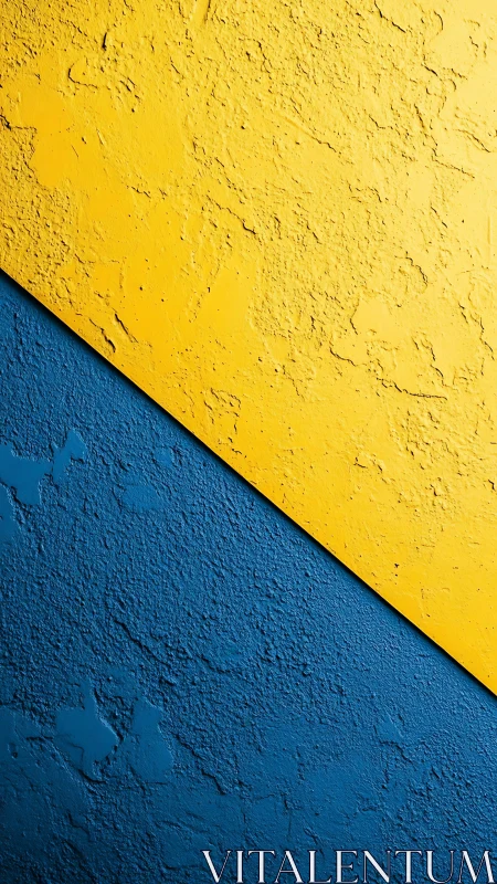 Bold yellow and blue textures playing across a diagonal line.