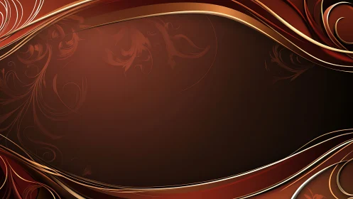 Curved red and gold abstract background with floral accents.