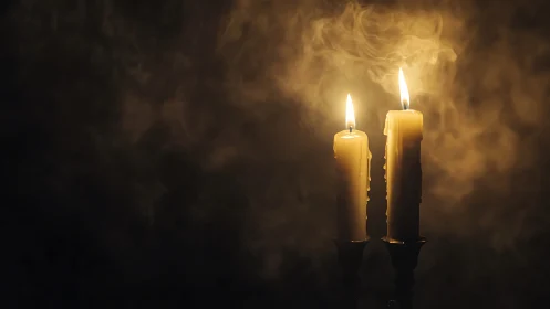 Two Glowing Sentries Stand Guard Against Encroaching Darkness