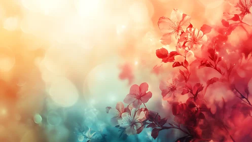 Floral composition with gradient bokeh background.
