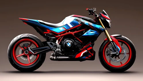 Electric neon streetfighter motorcycle in bold racing armor.