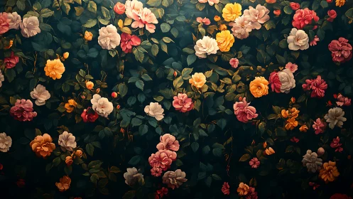 Twilight Garden: Roses Bloom Against Emerald Shadows.