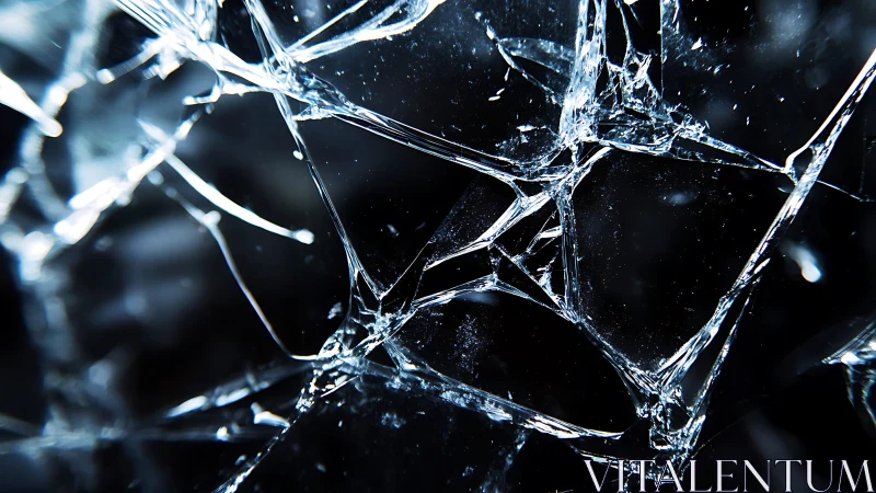 Close-up of Cracked Glass Surface in Dramatic Abstract Style.