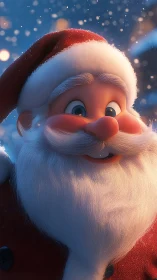 Snowlit Santa grin melts winter night with cozy sparkle