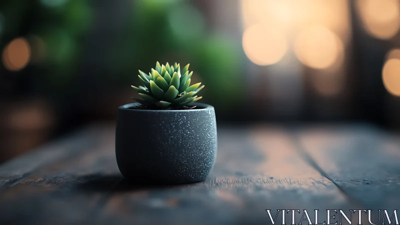 Photorealistic succulent still life with cinematic bokeh focus.