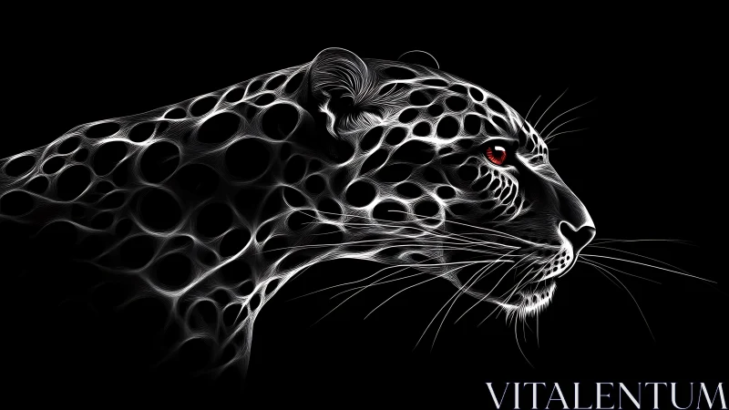 Luminous leopard profile glowing softly against deep night.