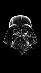 Monochrome sci‑fi helmet rendered with high‑gloss 3D effects