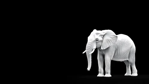 Monochrome high contrast elephant rendering on void field.