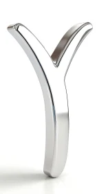 Chrome uppercase letter Y rendered in polished 3D